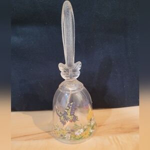 2/$20 Avon 1990 Decorative Glass Bell with Butterfly Design